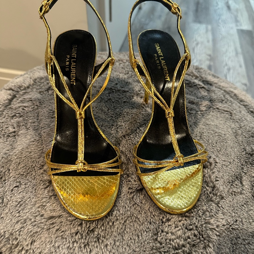 Saint Laurent Metallic Gold Heels